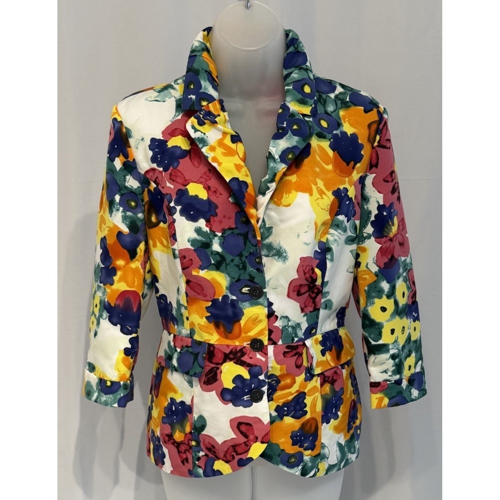 Beautiful Walter By Walter Baker Floral Jacket 3/4 Sleeve, Pockets, Size 10 NWT